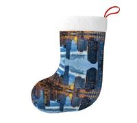 DNBCLEZK Chicago Illinois Usa Christmas Hanging Stocking,Double Sided Full Print Festive Sock For Fireplace And Tree,Polyester Plush For Xmas Decoration (1-Pack)