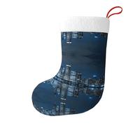 DNBCLEZK Chicago Reflected Christmas Hanging Stocking,Double Sided Full Print Festive Sock For Fireplace And Tree,Polyester Plush For Xmas Decoration (1-Pack)