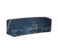 DNBCLEZK Chicago Reflected Cute Leather Pencil Case,Premium Smooth Zipper Durable Metal Puller,Full-Print Designer Stationery Organizer for School Office