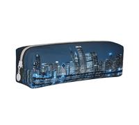 DNBCLEZK Chicago Reflected Cute Personalised Leather Pencil Case for Girls Boys,Print Stationery Storage Pencil Case