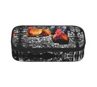 DNBCLEZK Chicken Rooster Large Capacity Pencil Case with Compartments,Oxford-Fabric Pen Pouch with Multi-Pocket Zipper, Aesthetic Printed Stationery Bag