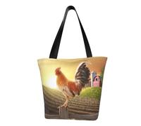 DNBCLEZK Chicken Rooster Women'S Printed Tote Bag, Large Capacity Shoulder Handbag, Polyester Fabric With Foam Padding,Inner Security Pocket