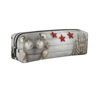 DNBCLEZK Christmas Tree and Bells Cute Leather Pencil Case,Premium Smooth Zipper Durable Metal Puller,Full-Print Designer Stationery Organizer for School Office