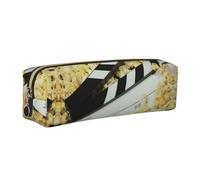 DNBCLEZK Cinema Clapboard and Popcorn Cute Leather Pencil Case,Premium Smooth Zipper Durable Metal Puller,Full-Print Designer Stationery Organizer for School Office