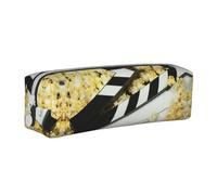 DNBCLEZK Cinema Clapboard and Popcorn Cute Personalised Leather Pencil Case for Girls Boys,Print Stationery Storage Pencil Case