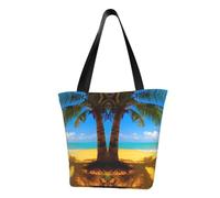 DNBCLEZK Clouds And Palm Trees Beaches Women'S Printed Tote Bag, Large Capacity Shoulder Handbag, Polyester Fabric With Foam Padding,Inner Security Pocket