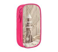 DNBCLEZK Coastal Fishing Net Shell Double Layer Large Capacity Pencil Case,Print Polyester Oxford-Cloth Stationery Pouch with Multi Slots, Multi-Compartment Storage Bag