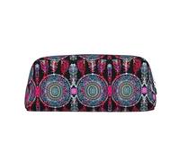 DNBCLEZK Colorful Dream Catcher Customizable Leather Zipper Pencil Case, Full-Print Design School and Office Stationery Holder (Personalized Pattern)