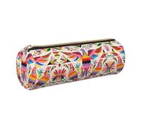 DNBCLEZK Colorful Pigeon Cute Round Leather Pencil Case,Premium Smooth Zipper Durable Metal Puller,Full-Print Designer Stationery Organizer For School Office