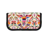 DNBCLEZK Colorful Pigeon Large Canvas Pencil Case with Full Print Black Trim,Multipurpose Makeup Bag Organizer, Double Zipper Closure (19x9x5 Cm)