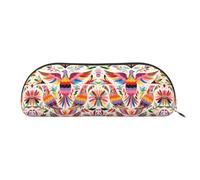 DNBCLEZK Colorful Pigeon Semicircular Pencil Case, Full-Pattern Printed Pen Pouch, Premium PVC Cross-Grain Leather with Polyester Lining