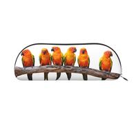 DNBCLEZK Colorful Yellow Parrots On Branch Semicircular Pencil Case, Full-Pattern Printed Pen Pouch, Premium PVC Cross-Grain Leather with Polyester Lining