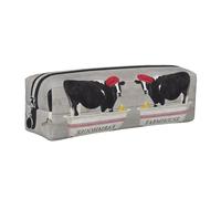DNBCLEZK Cute Cow Cute Leather Pencil Case,Premium Smooth Zipper Durable Metal Puller,Full-Print Designer Stationery Organizer for School Office