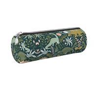 DNBCLEZK Cute Dinosaur Cylinder Leather Pencil Case, Multifunctional Full Print Cross Grain PVC Pen Pouch,Lightweight Portable Stationery Bag