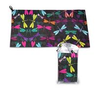 DNBCLEZK Cute Dragonfly Quick Dry Microfiber Towel,Super Absorbent Fast-Drying Travel Towel With Carabiner And Pouch,Lightweight Compact For Beach, Camping,Hiking,Gym