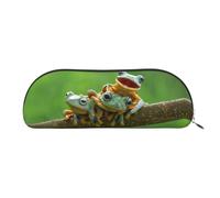DNBCLEZK Cute Frogs Leather Pencil Case for Girls Boys,Print Cute Personalised Pencil Case Stationery Storage Bags