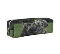 DNBCLEZK Cute Koala Bear Cute Leather Pencil Case,Premium Smooth Zipper Durable Metal Puller,Full-Print Designer Stationery Organizer for School Office