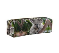 DNBCLEZK Cute Koala Cute Leather Pencil Case,Premium Smooth Zipper Durable Metal Puller,Full-Print Designer Stationery Organizer for School Office