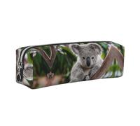 DNBCLEZK Cute Koala Cute Leather Pencil Case,Premium Smooth Zipper Durable Metal Puller,Full-Print Designer Stationery Organizer for School Office
