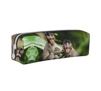 DNBCLEZK Cute Little Monkeys Cute Personalised Leather Pencil Case for Girls Boys,Print Stationery Storage Pencil Case