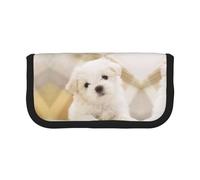 DNBCLEZK Cute Maltese Puppy Large Cute Canvas Pencil Case for Girls Boys,Print Personalised Pencil Case Stationery Storage Bags