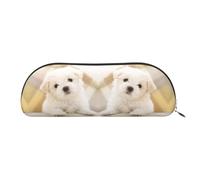 DNBCLEZK Cute Maltese Puppy Leather Pencil Case for Girls Boys,Print Cute Personalised Pencil Case Stationery Storage Bags