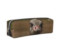 DNBCLEZK Cute Ostrich Cute Leather Pencil Case,Premium Smooth Zipper Durable Metal Puller,Full-Print Designer Stationery Organizer for School Office