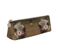 DNBCLEZK Cute Ostrich Pencil Case for Girls Boys,Print Leather Cute Personalised Stationery Storage Bags
