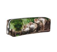 DNBCLEZK Cute Otter Cute Personalised Leather Pencil Case for Girls Boys,Print Stationery Storage Pencil Case