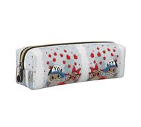 DNBCLEZK Cute Owl Cute Leather Pencil Case,Premium Smooth Zipper Durable Metal Puller,Full-Print Designer Stationery Organizer for School Office