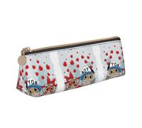 DNBCLEZK Cute Owl Cute Leather Triangular Pencil Case,Premium Smooth Zipper Durable Metal Puller,Full-Print Designer Stationery Organizer for School Office