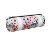 DNBCLEZK Cute Owl Cute Round Leather Pencil Case,Premium Smooth Zipper Durable Metal Puller,Full-Print Designer Stationery Organizer for School Office