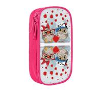 DNBCLEZK Cute Owl Double Layer Large Capacity Pencil Case,Print Polyester Oxford-Cloth Stationery Pouch with Multi Slots, Multi-Compartment Storage Bag