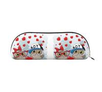 DNBCLEZK Cute Owl Semicircular Pencil Case, Full-Pattern Printed Pen Pouch, Premium PVC Cross-Grain Leather with Polyester Lining