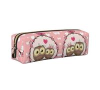 DNBCLEZK Cute Owls Cute Leather Pencil Case,Premium Smooth Zipper Durable Metal Puller,Full-Print Designer Stationery Organizer for School Office