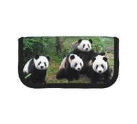 DNBCLEZK Cute Panda Large Canvas Pencil Case with Full Print Black Trim,Multipurpose Makeup Bag Organizer, Double Zipper Closure (19x9x5 Cm)