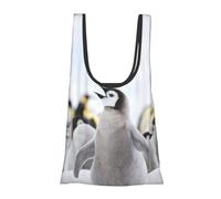 DNBCLEZK Cute Penguin Animal Pattern Foldable Reusable Shopping Bags,Print Waterproof Grocery Tote With Carry Pouch,Holds 50+Lbs,Compact Eco-Friendly Shopping-Bag For Travel