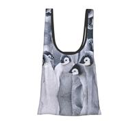 DNBCLEZK Cute Penguin Foldable Reusable Shopping Bags,Print Waterproof Grocery Tote With Carry Pouch,Holds 50+Lbs,Compact Eco-Friendly Shopping-Bag For Travel