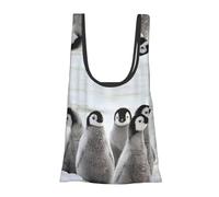 DNBCLEZK Cute Penguin Foldable Reusable Shopping Bags,Print Waterproof Grocery Tote With Carry Pouch,Holds 50+Lbs,Compact Eco-Friendly Shopping-Bag For Travel