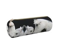 DNBCLEZK Cute Sheep with Mother Cute Round Leather Pencil Case,Premium Smooth Zipper Durable Metal Puller,Full-Print Designer Stationery Organizer for School Office