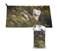 DNBCLEZK Cute Weasel Quick Dry Microfiber Towel,Super Absorbent Fast-Drying Travel Towel With Carabiner And Pouch,Lightweight Compact For Beach, Camping,Hiking,Gym