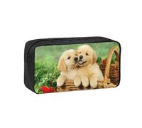 DNBCLEZK Dog Golden Retriever Simple Large-Capacity Pencil Case with Full Print,600d Oxford-Fabric,Durable Sturdy,Smooth Zipper, Pen Holder for School Office Travel