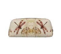 DNBCLEZK Dragonfly Bee Customizable Leather Zipper Pencil Case, Full-Print Design School and Office Stationery Holder (Personalized Pattern)
