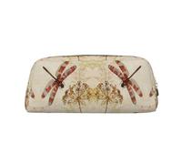 DNBCLEZK Dragonfly Bee Customizable Leather Zipper Pencil Case, Full-Print Design School and Office Stationery Holder (Personalized Pattern)