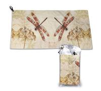 DNBCLEZK Dragonfly Bee Quick Dry Microfiber Towel,Super Absorbent Fast-Drying Travel Towel With Carabiner And Pouch,Lightweight Compact For Beach, Camping,Hiking,Gym