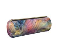 DNBCLEZK Dream Colorful Cylinder Leather Pencil Case, Multifunctional Full Print Cross Grain PVC Pen Pouch,Lightweight Portable Stationery Bag