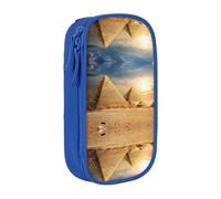 DNBCLEZK Egyptian Pyramid in Desert Double Layer Large Capacity Pencil Case,Print Polyester Oxford-Cloth Stationery Pouch with Multi Slots, Multi-Compartment Storage Bag