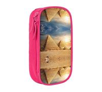 DNBCLEZK Egyptian Pyramid in Desert Double Layer Large Capacity Pencil Case,Print Polyester Oxford-Cloth Stationery Pouch with Multi Slots, Multi-Compartment Storage Bag