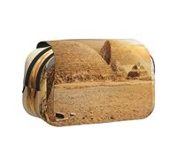 DNBCLEZK Egyptian Pyramid in Desert Flip Top Double Layer Pencil Case,Full Print Oxford-Cloth Stationery Pouch with Zipper and Sticky Flap,Large Capacity Pencil Bag