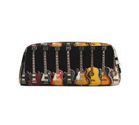 DNBCLEZK Electric Guitar Customizable Leather Zipper Pencil Case, Full-Print Design School and Office Stationery Holder (Personalized Pattern)